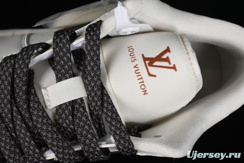 Nike Air Jordan 1 Low LV Collaboration Sneakers - Classic Monogram Swoosh in Off-White - WG8850-004