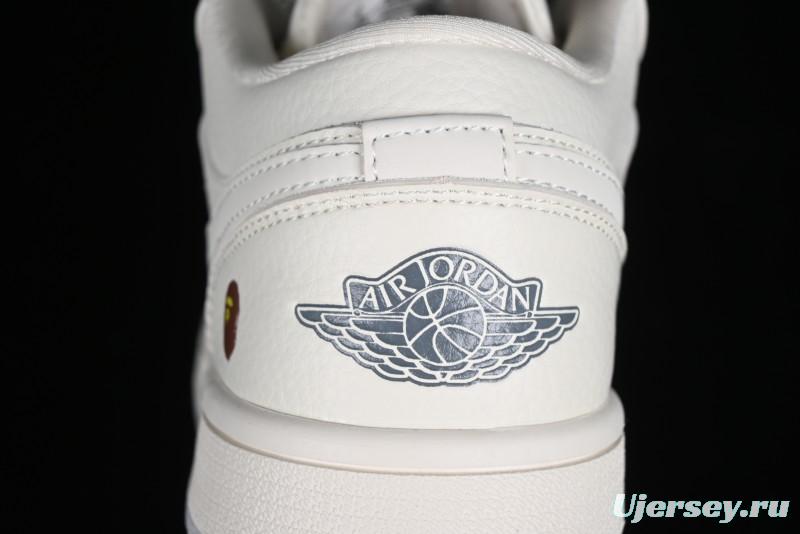 Nike Air Jordan 1 Low BAPE Collaboration - White Grey Basketball Shoes - WG8850-003