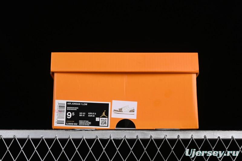 Nike Air Jordan 1 Low LV Collaboration Denim Khaki Customized Casual Sneakers - SJ9950-002