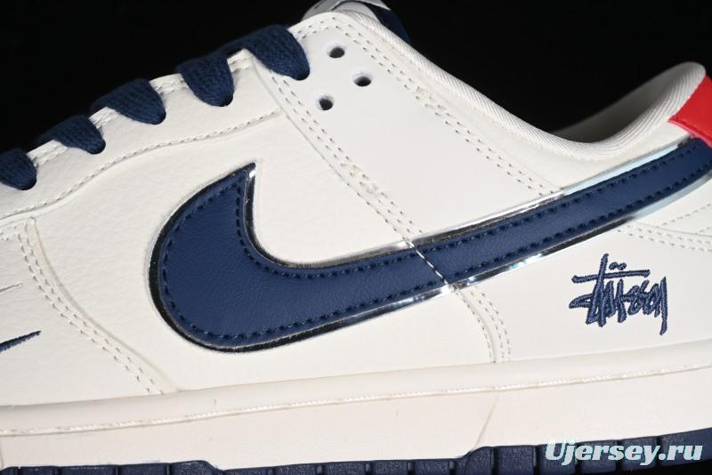 Stussy x Nike SB Dunk Low Anniversary Custom Sneakers with Blue Swoosh - DQ1098-379