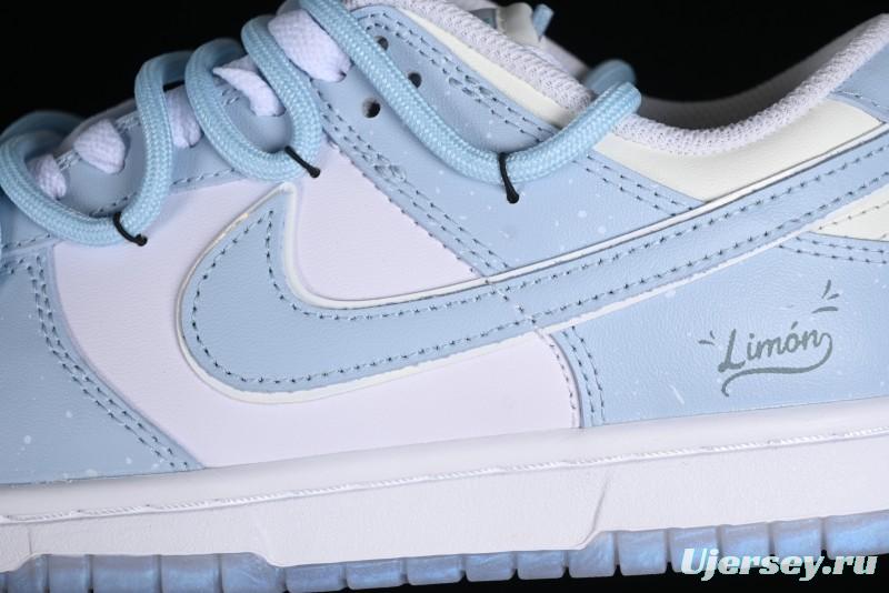 Nike Dunk Low SB Casual Sneakers in Light Blue with Sea Salt Lime Accents - FJ7743-194