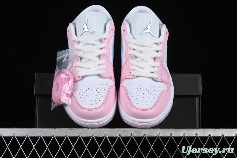 Nike Air Jordan 1 Low "White/Pink Foam/Glacier Blue" Casual Sneakers - HM3706-141