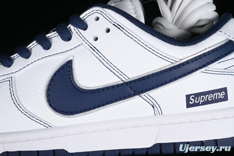 Nike Supreme x SB Dunk Low Collaboration - Navy Blue Anniversary High-End Custom Low-Top Casual Skate Shoes - DY1503-005