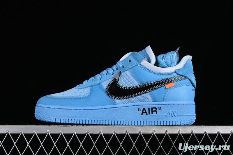 Nike Off White x Air Force 1 Low OW Collaboration Transparent Blue Casual Sneakers - AO4606-400