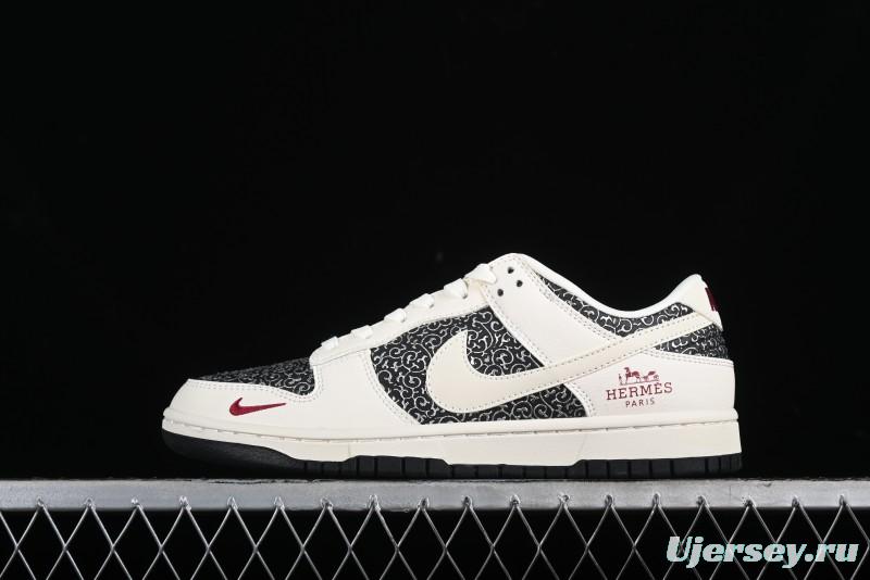 Nike SB Dunk Low Hermes Collaboration - Beige Swoosh Anniversary High-End Custom Low-Top Casual Skate Shoes - XD6188-038