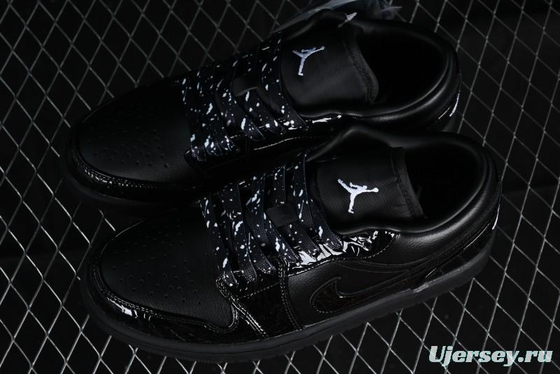 Nike Air Jordan 1 Low "Black Croc" Casual Sneakers with Crocodile-Embossed Leather - HJ7743-010