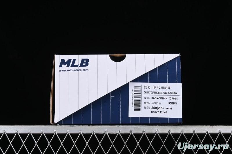 MLB Chunky Classic Base Heel Monogram Lightweight Platform Sneakers with 6cm Height Boost - 3ASXCBH4N50BKS