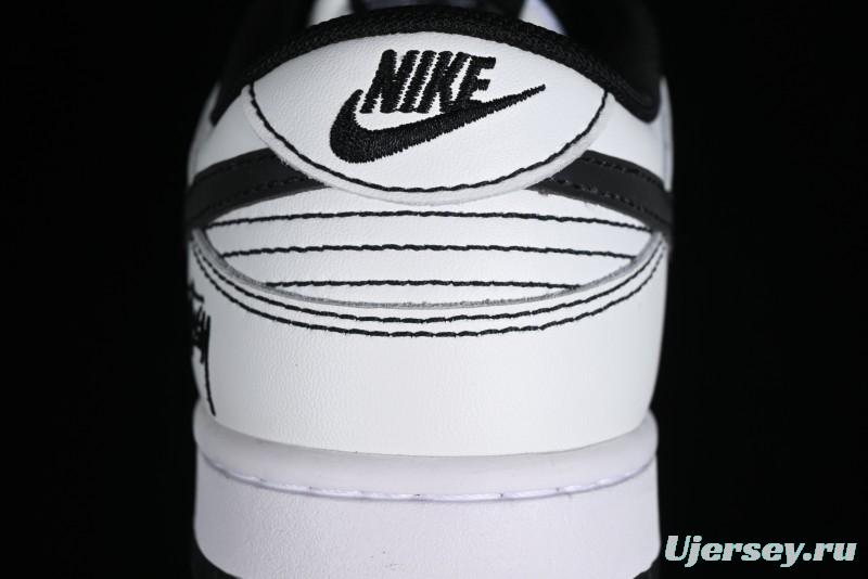 Stussy x Nike Dunk Low SB Skate Shoes in White-Black - FC1688-137