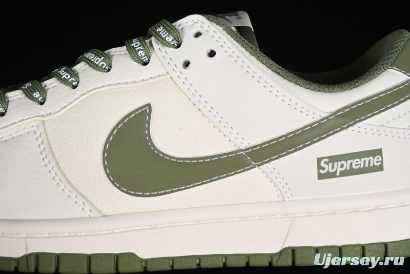 Nike SB Dunk Low Supreme Collaboration - Military Green Canvas Anniversary Custom Low-Top Casual Skate Shoes - BB6698-516