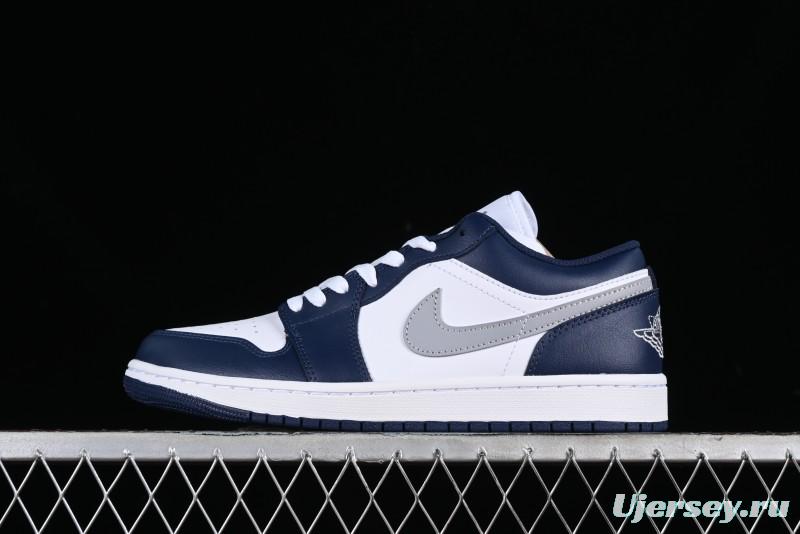 Nike Air Jordan 1 Low AJ1 White Blue Grey Low Top Lifestyle Basketball Shoes - 553558-141
