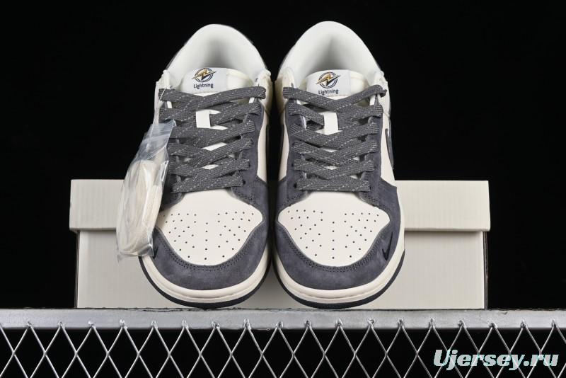 Nike SB Dunk Low Lightning Collaboration - Off White Navy Blue Small Blue Swoosh Anniversary High-End Custom Low-Top Casual Sneakers - XD1688-032