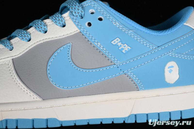 Nike SB Dunk Low BAPE Collaboration - Beige Grey Indigo Anniversary Premium Custom Low-Top Casual Skate Shoes - BB8969-002
