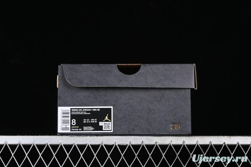 Nike Air Jordan AJ1 Mid Basketball Shoes in White Pink - FN7432-161