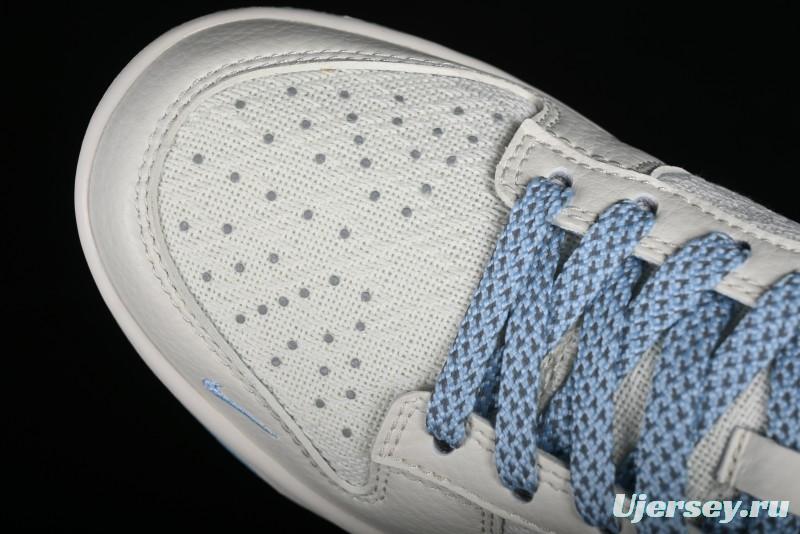 Nike SB Dunk Low Gucci Collaboration - Beige & Light Blue Crochet Fabric Anniversary High-End Custom Low-Top Casual Skate Shoes - DQ1098-376