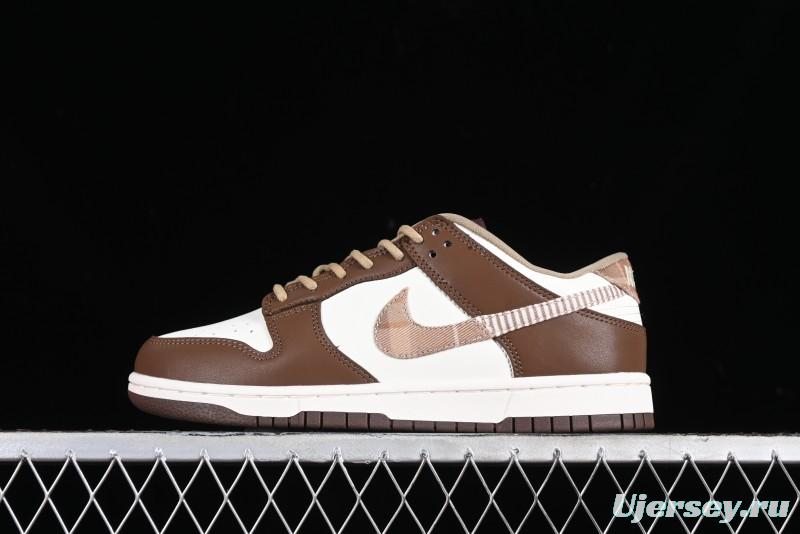 Nike Dunk Low SB White Brown Plaid Casual Skate Shoes - FV3653-191