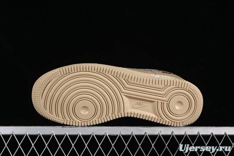 Off-White x Nike Air Force 1 '07 Low "Metal Gold" Casual Sneakers - DX1419-900