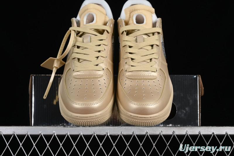 Off-White x Nike Air Force 1 '07 Low "Metal Gold" Casual Sneakers - DX1419-900