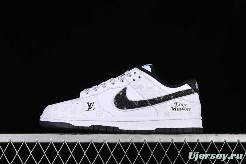 Nike SB Dunk Low LV Collaboration - Dark Night Elf High-End Custom Low-Top Casual Skate Shoes - DD1391-136