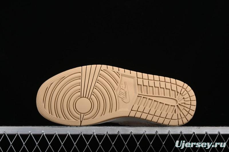 Nike Air Jordan 1 Low AJ1 Louis Vuitton Print Khaki Custom High-End Low-Top Basketball Shoes - SJ9950-004