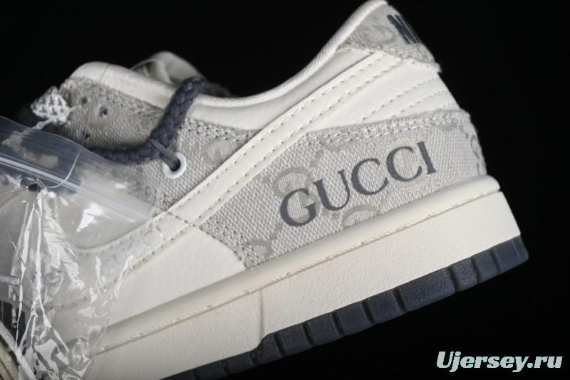 Nike SB Dunk Low Gucci Collaboration - Lace-Up Ash Anniversary High-End Custom Low-Top Casual Sneakers - SJ2068-263