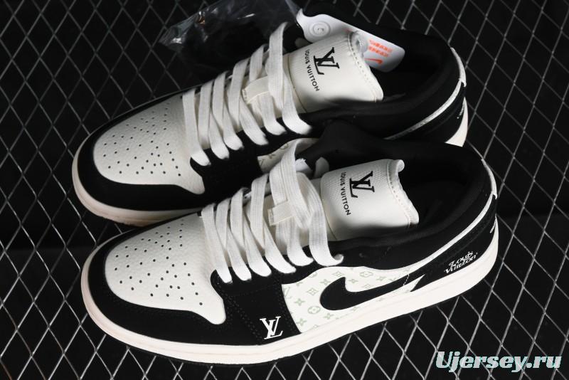 Nike Air Jordan 1 Low LV Collaboration - Black White Panda Custom Culture Casual Sneakers SJ9950-001