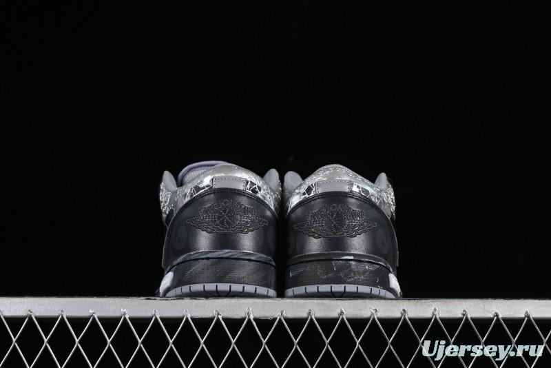 Nike Air Jordan 1 Low AJ1 Panda Prank Modern Gray Silver Black Low-top Casual Sneakers - 553560-053