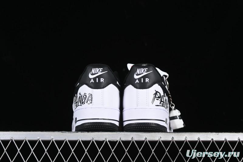 Nike Air Force 1 '07 Low Casual Sneakers with Black and White Graffiti Panda Design - DH7561-222