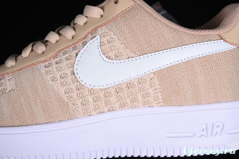 Nike Air Force 1 '07 Low 2.0 Khaki Flyknit Casual Sneakers - CI0051-200
