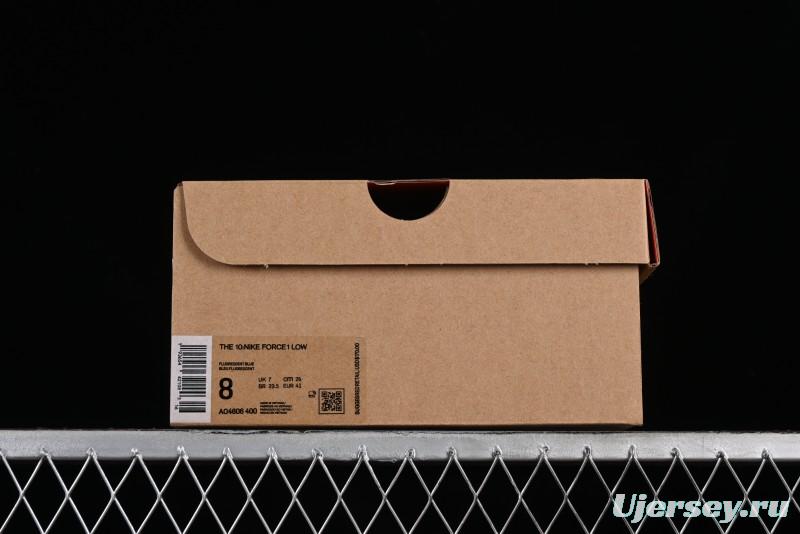 Nike Off White x Air Force 1 Low OW Collaboration Transparent Blue Casual Sneakers - AO4606-400