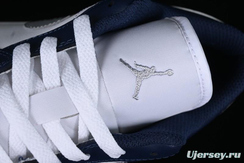 Nike Air Jordan 1 Low AJ1 White Blue Grey Low Top Lifestyle Basketball Shoes - 553558-141