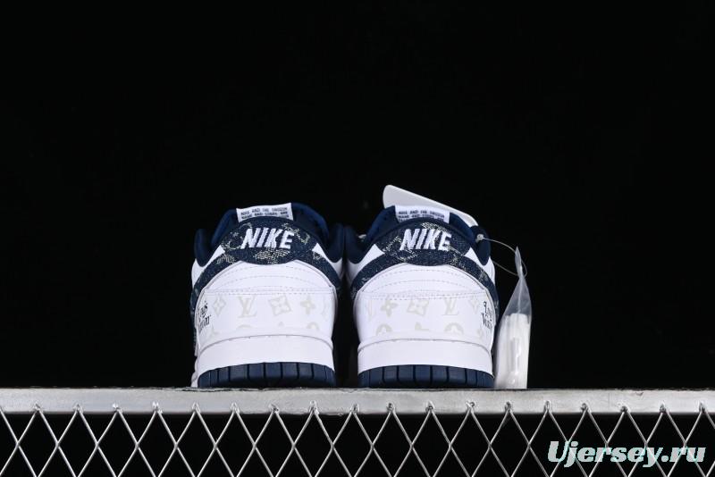 Nike SB Dunk Low LV Collaboration - Blue Midnight Elite Custom Low-Top Casual Skate Shoes - DD1391-122