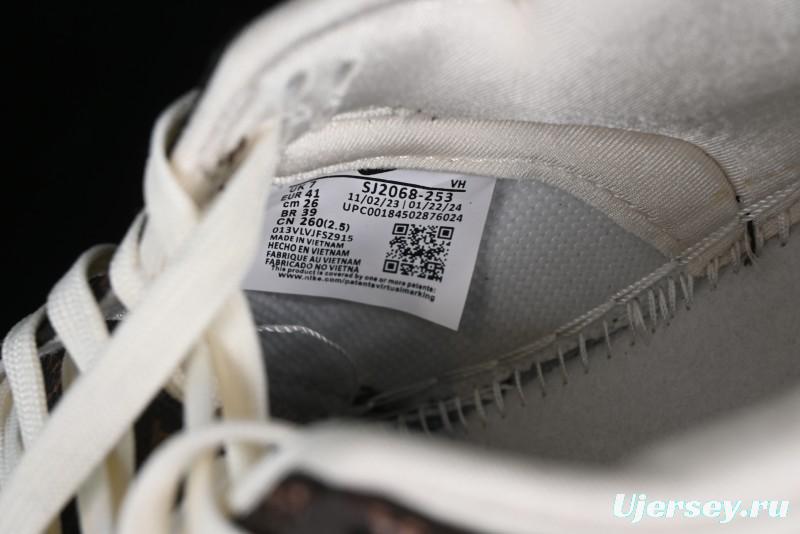 Nike SB Dunk Low LV Collaboration - Checkerboard Brown White Swoosh Anniversary High-End Custom Low-Top Casual Sneakers - SJ2068-253