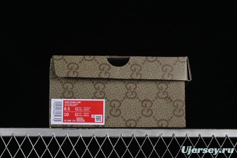 Nike SB Dunk Low Gucci Collaboration - Double G Grey Green Swoosh Anniversary Custom Low-Top Casual Skate Shoes - SF1588-134