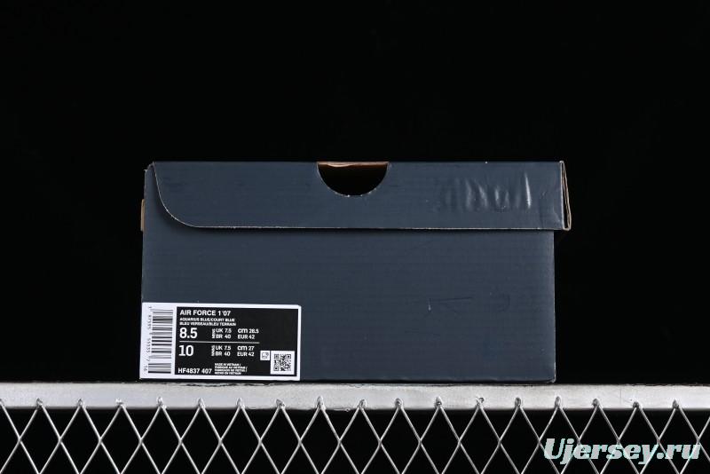 Nike Air Force 1 '07 Low White Blue Color Blocking Casual Sneakers - HF4837-407