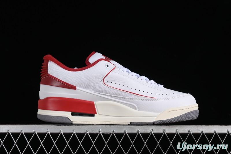 Nike Air Jordan 2/3 Retro Low Top Basketball Shoes in White and Red - FD0383-161