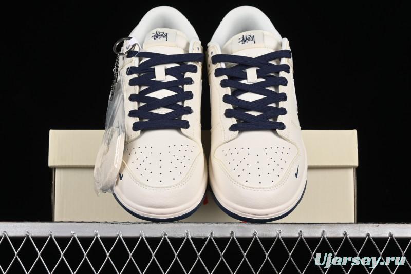 Nike SB Dunk Low Stussy Collaboration - Off White Floral Swoosh Anniversary High-End Custom Low-Top Casual Skate Shoes - XY1688-001