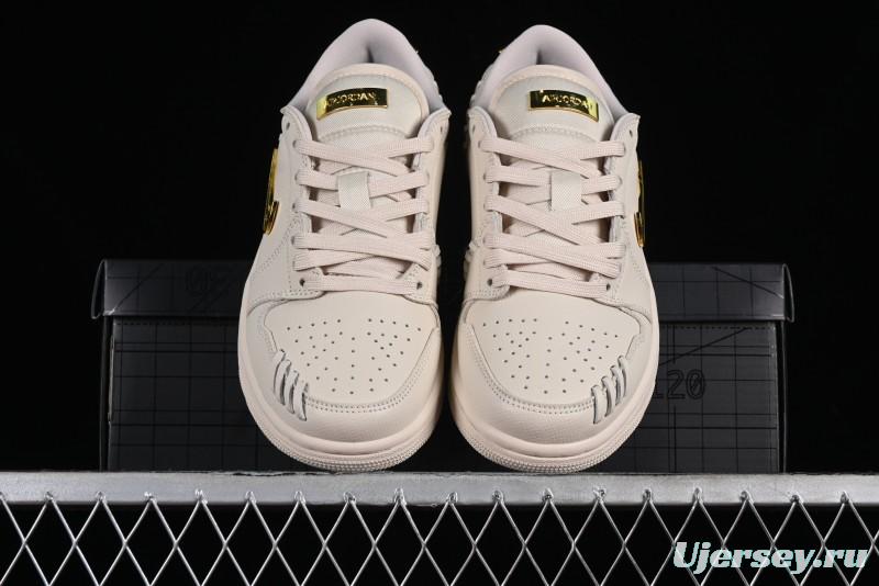 Nike Air Jordan 1 Low "Method of Make" Casual Sneakers in White Gold - FN5032-200