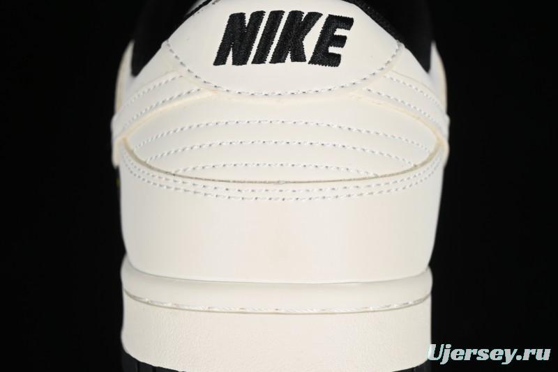 Nike SB Dunk Low BAPE Collaboration - Off-White Black Swoosh Anniversary Custom Low-Top Casual Skate Shoes - XD6188-037
