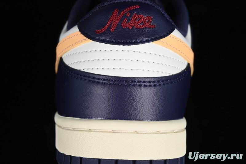 Nike Dunk Low Retro SB Skateboarding Shoes in Navy Blue with Purple Gold White Colorway - FV8106-181