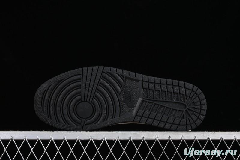 Nike Travis Scott x Fragment Design x Air Jordan 1 Low OG SP AJ1 LV Classic Black Gold Low-top Casual Sneakers - SJ2068-103