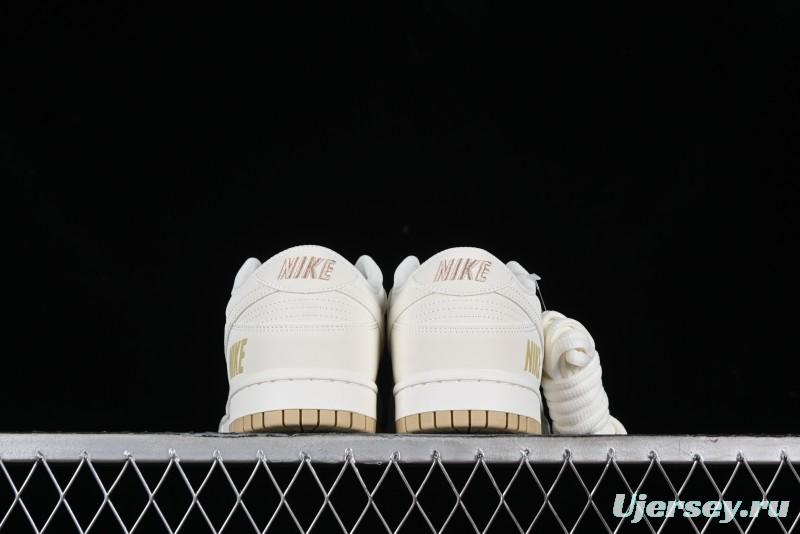 Nike SB Dunk Low Collaboration Three Swooshes Beige Gold Colorway Low-Top Casual Skateboarding Shoes - NK5639-326