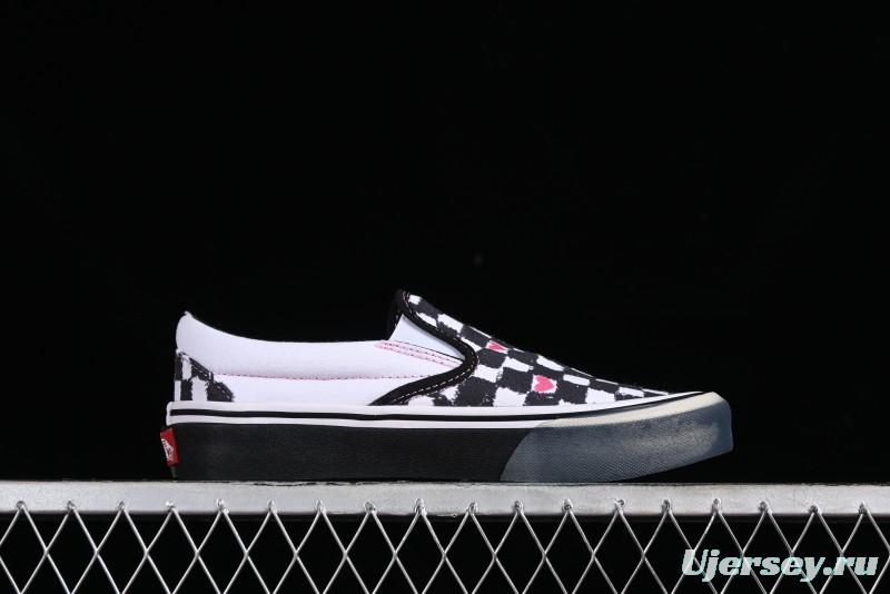 Vans Slip-On Classic Collaborative Hand-Painted Graffiti with Pink Accents and Crystal Outsole Checkerboard Slip-On - VN000CT5BPA