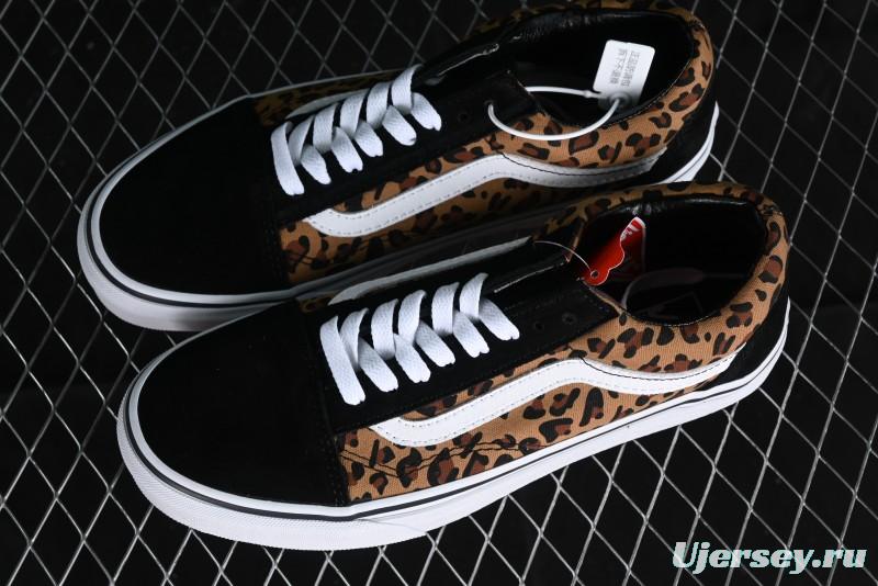 Vans Old Skool Classic Retro Low-Top Canvas Sneakers with Leopard Print and Slip-Resistant Sole - VN000CR5CJK