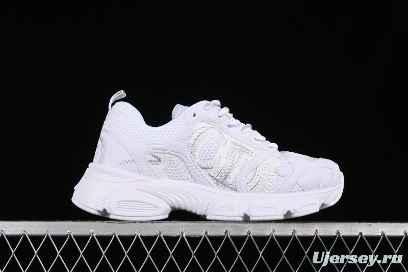 Dior Chrono Round Toe Lace-Up Lifestyle Casual Running Shoes - 10W WHITE