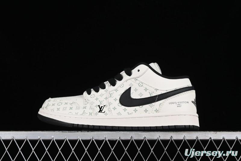 Nike Air Jordan 1 Low LV Collaboration - Printed Knight High-End Custom Low-Top Culture Basketball Shoes SJ9950-005