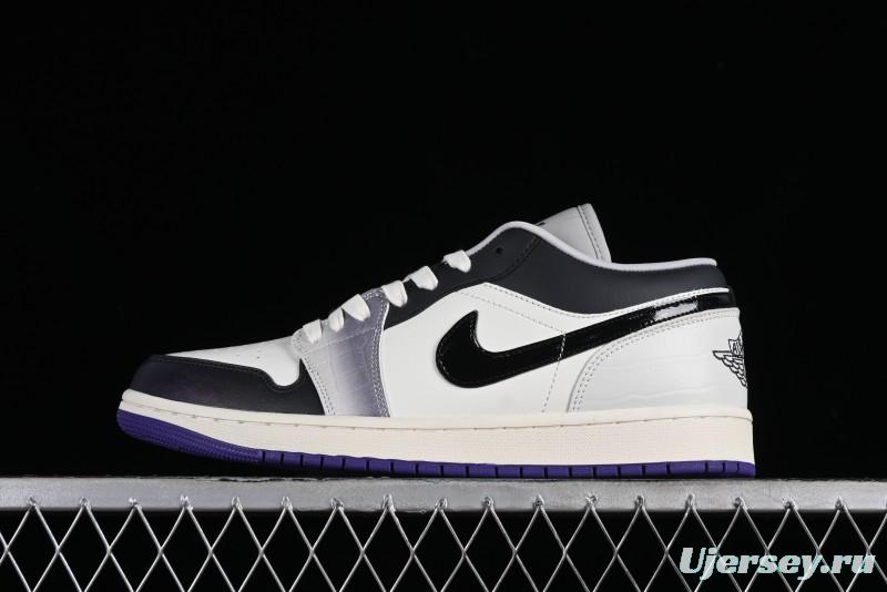 Nike Air Jordan 1 Low SE Casual Sneakers in Black White with Metallic Purple Accents - HF5759-101