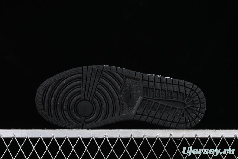 Nike Air Jordan 1 Low LV Collaboration - Black Denim Print Custom High-End Basketball Shoes - SJ9950-006