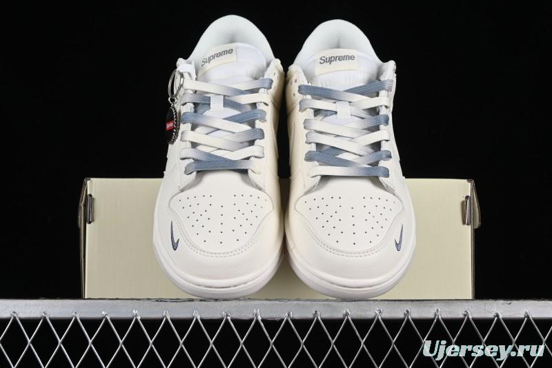 Nike SB Dunk Low Supreme Collaboration - Double Swoosh Anniversary Customized Low-Top Casual Sneakers - BB8675-105