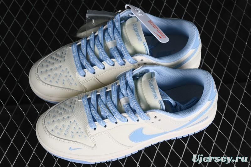 Nike SB Dunk Low Supreme Collaboration - Sky Blue Canvas Anniversary Custom Low-Top Casual Skate Shoes - BB6698-513