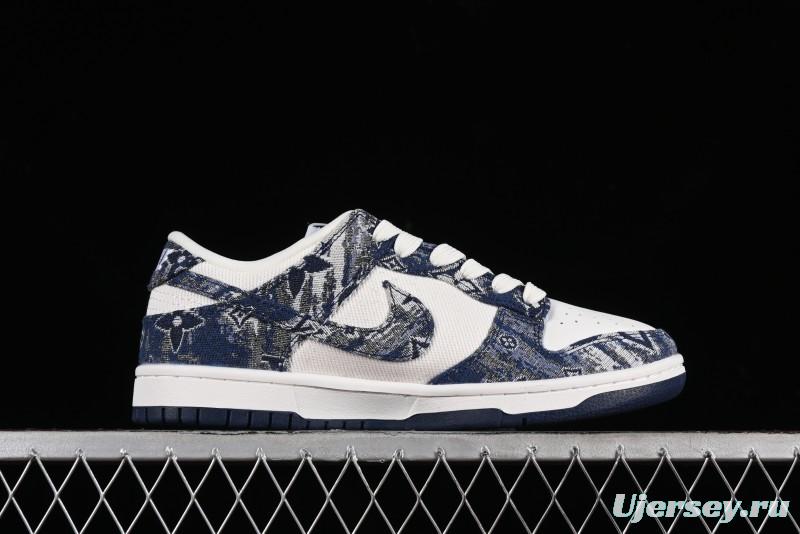 Nike SB Dunk Low LV Collaboration - Camo Mesh Anniversary High-End Custom Low-Top Casual Skate Shoes - JH8040-942